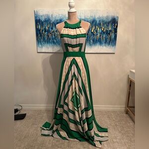 Eliza J - Scarf Print Crêpe de Chine Fit & Flare Maxi Dress